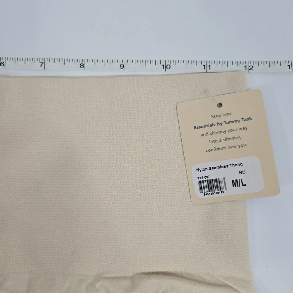 Essentials by Tummy Tank Size M/L Nude‎ Nylon Seamless Thong Panty TT5-037 NWT